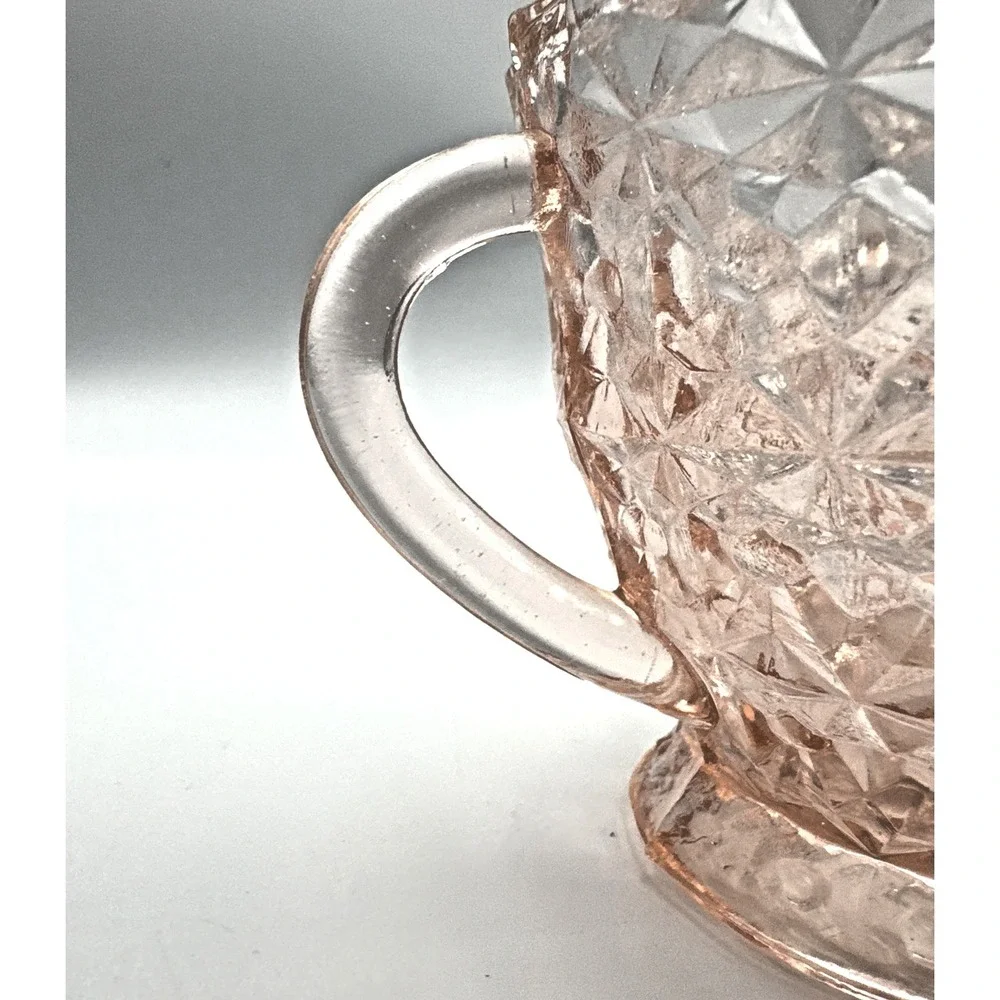 Vintage Jeannette Pink Depression‎ Glass Cubist Sugar Bowl 1930s